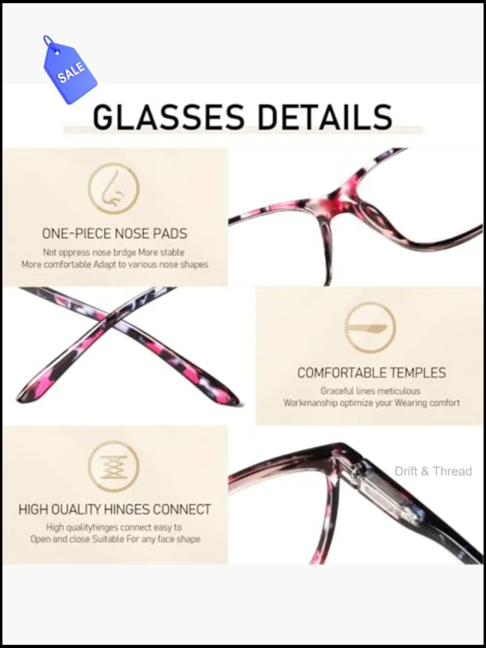 Spring Hinge Reading Glasses Blue Light Blocking Fashion Print for Women